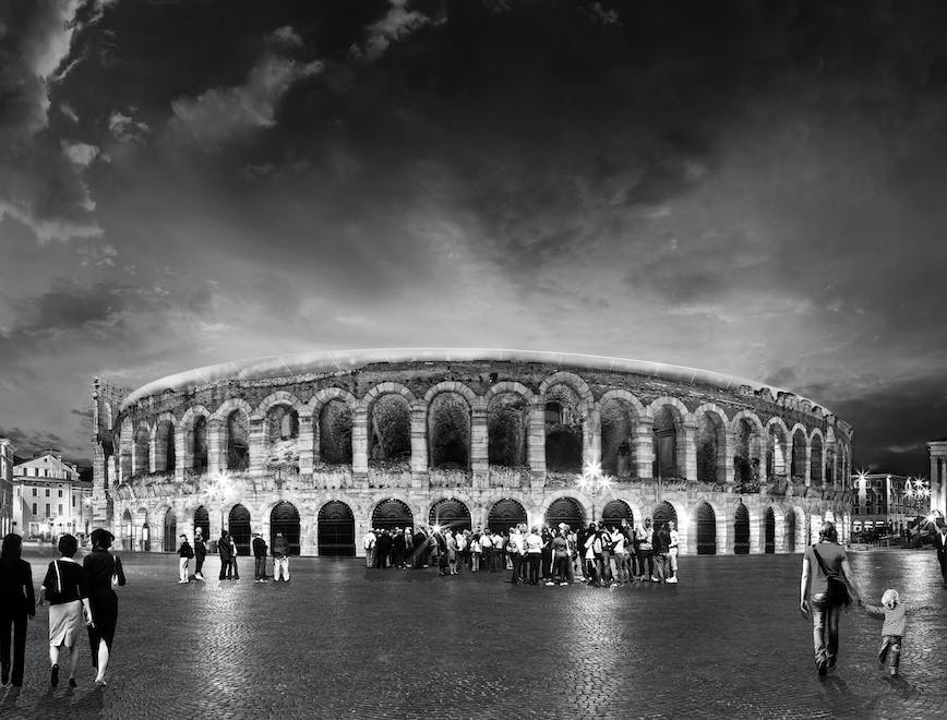 verona arena italy roman architecture old amphitheatre ancient urban europe landmark famous theater tourism opera amphitheater landscape culture town stadium travel panorama panoramic scenic italian art european monument people facade sky view summer place blue vacation beautiful arch piazza stone history city di bra night evening sunset dark light building downtown human person