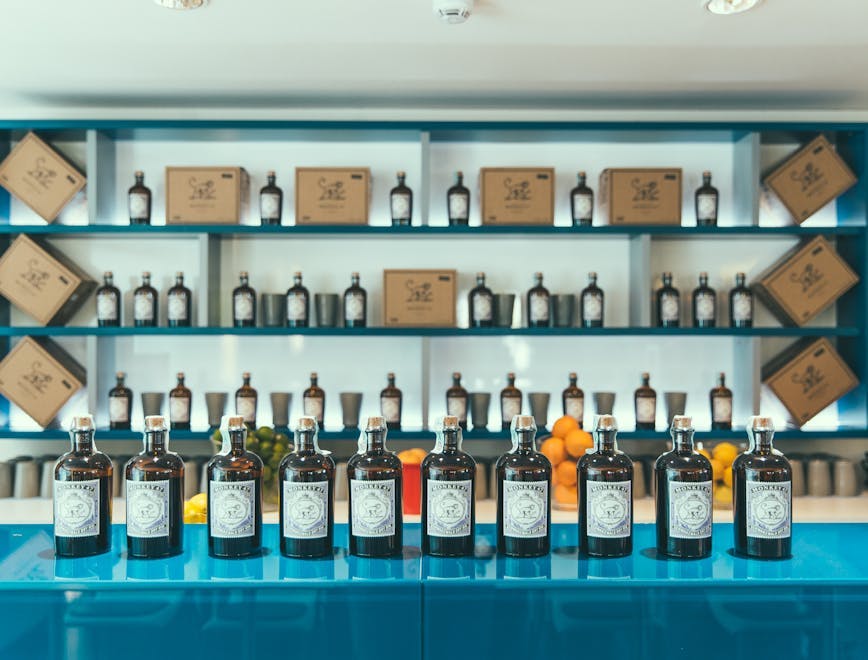 liquor drink alcohol beverage bottle pub shelf beer