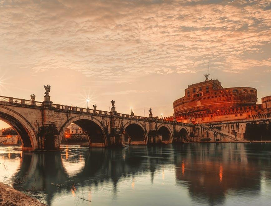 building architecture castle bridge water fort outdoors