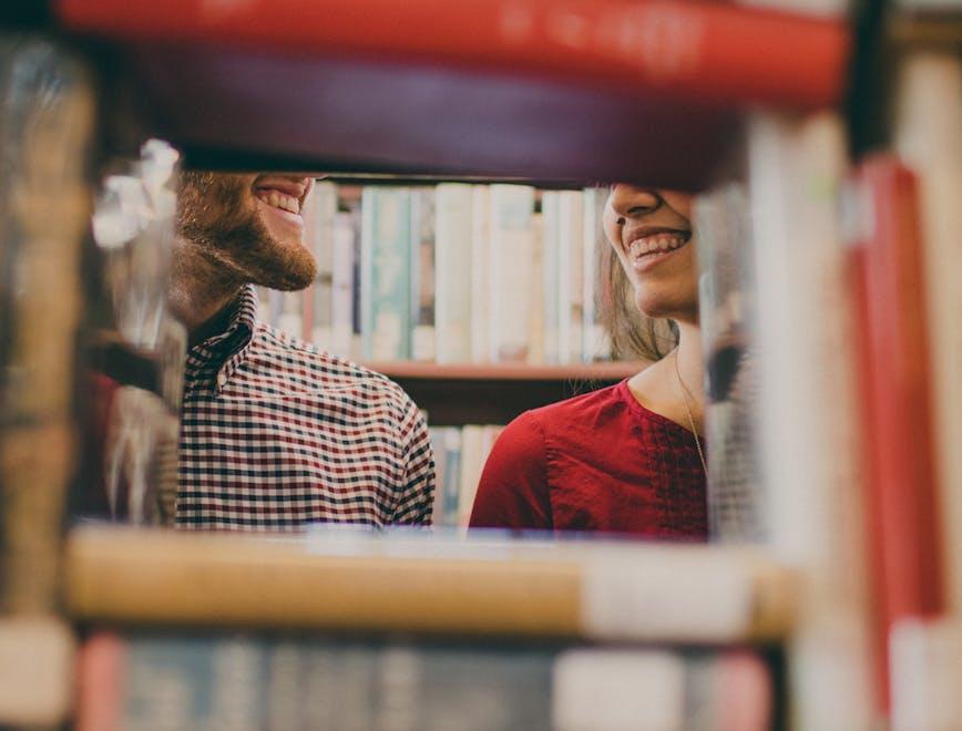 human person face shelf bookcase furniture beard