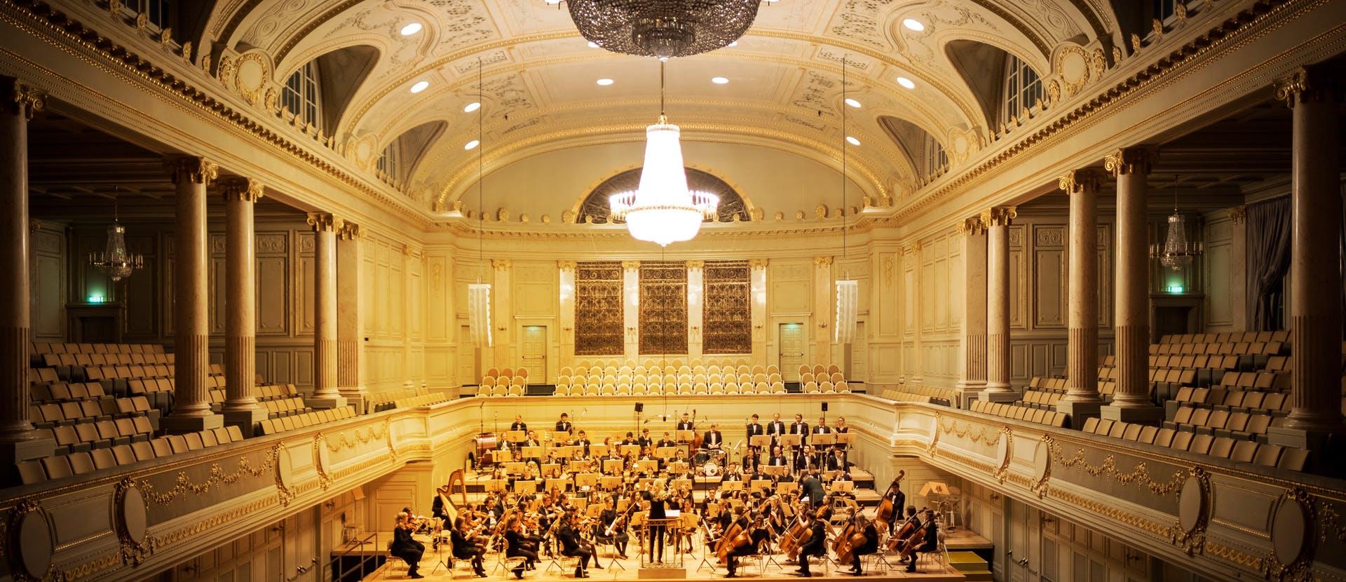 room indoors crowd human concert person musical instrument orchestra theater