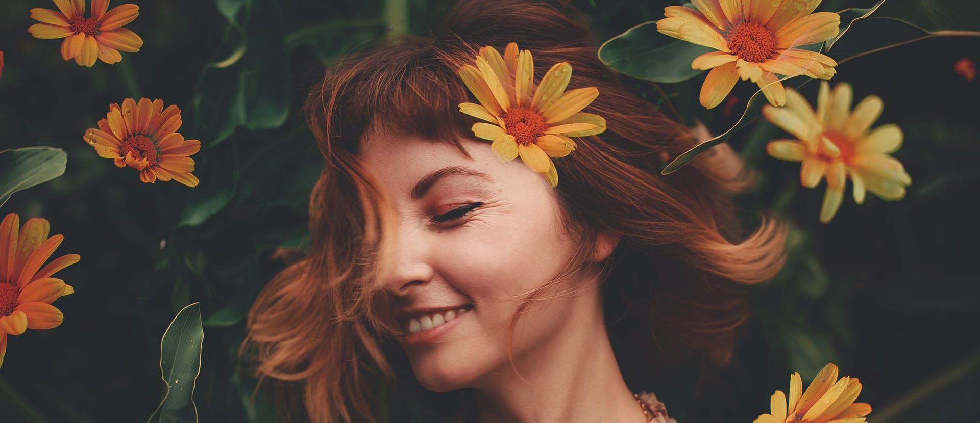 human person plant face blossom flower