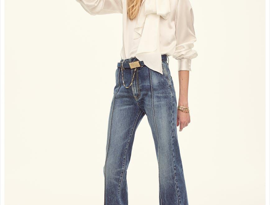 clothing apparel pants human person female denim jeans sleeve woman