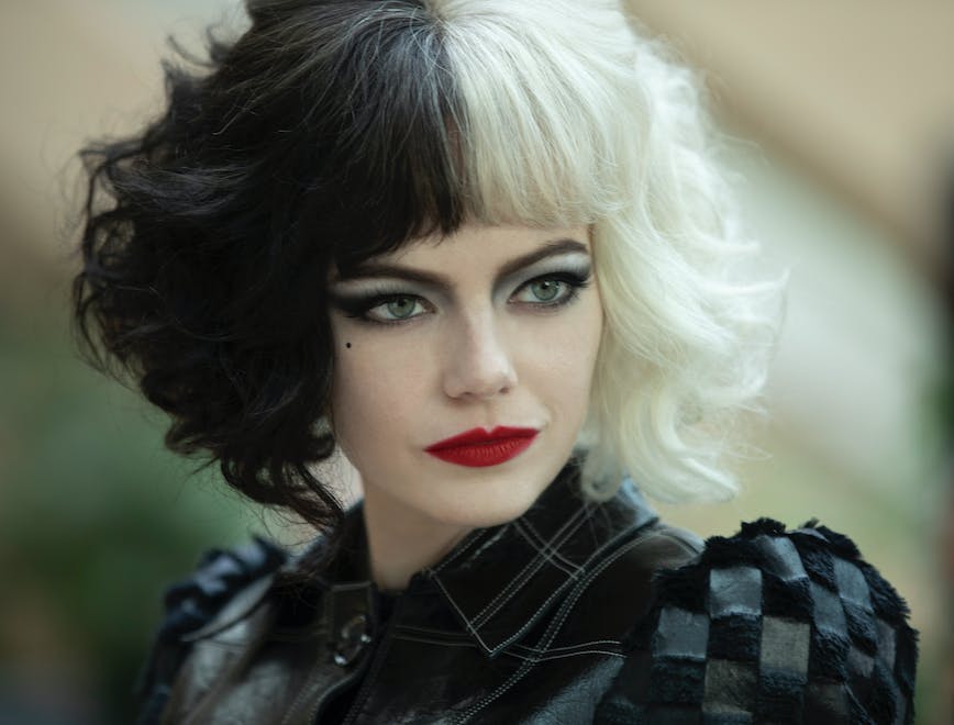 cruella, disney, emma stone person human clothing apparel head