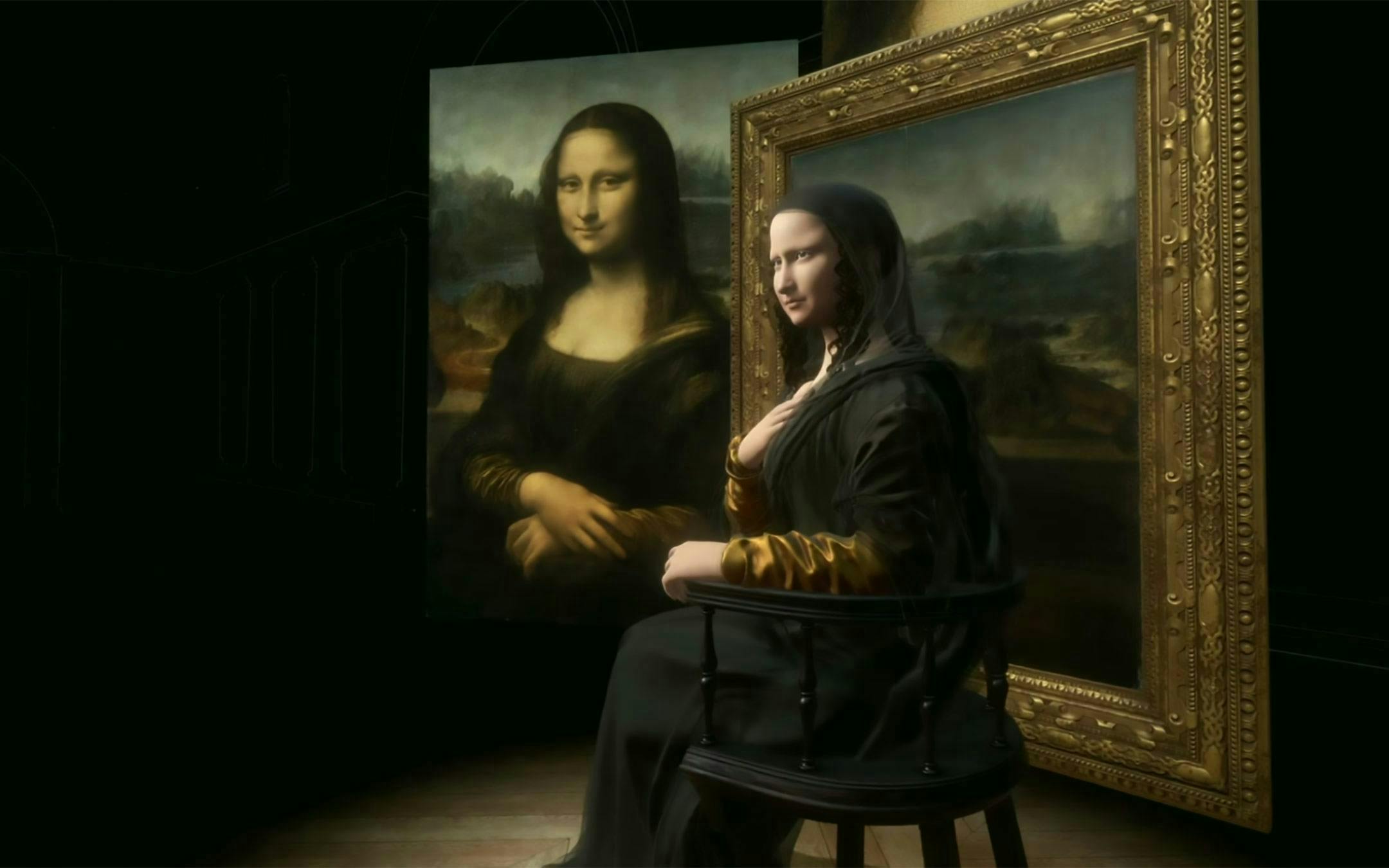 La Gioconda di Leonardo riproduzione con tecnologia VR in occasione della mostra dedicata ai 500 anni della nascita di Leonardo nel 2020