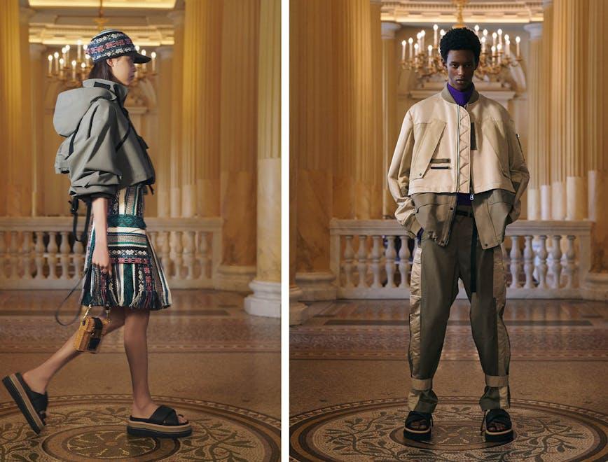 Nella foto SACAI la collezione uomo Spring Summer 2022 e la collezione donna Pre Spring 2022 