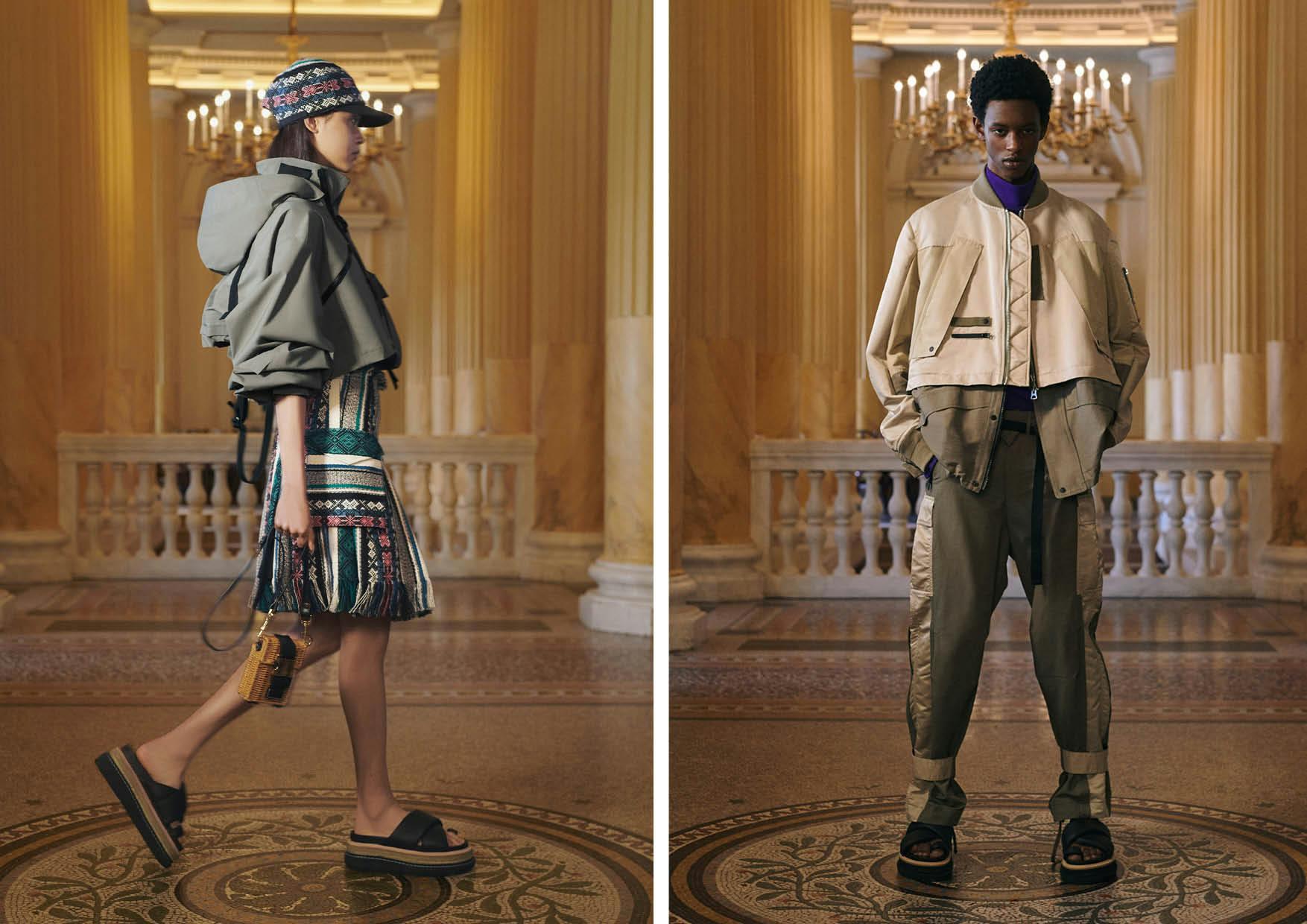 Nella foto SACAI la collezione uomo Spring Summer 2022 e la collezione donna Pre Spring 2022 