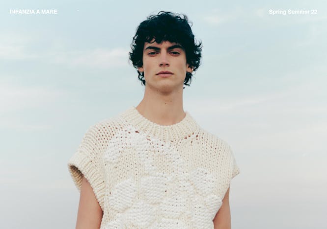 Nella foto Federico Cina la campagna della collezione 'Infanzia a Mare' Spring Summer 2022