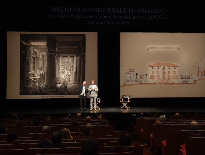 Nella foto Brunello Cucinelli e Massimo de Vico Fallani al Piccolo Teatro di Milano