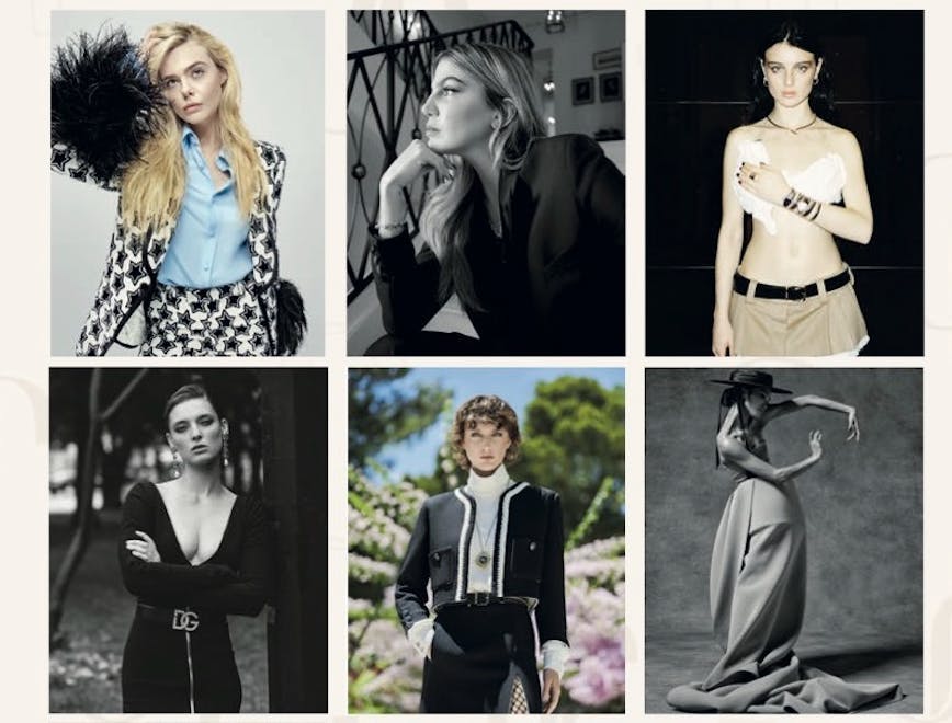 OUR STARS: DALL'ALTO E DA SINISTRA - Elle Fanning in GUCCI. Bianca Brandolini in DIOR. Alice Pagani in BVLGARI e MIU MIU. Ansley Gulielmi in DOLCE & GABBANA. Valentina Vri in CHANEL. Fumi Kaneko in OFF-WHITE. Angelina Vangor in PHILIPP PLEIN. Théa Ros in A.C.9. Clara Dam Frei ed Erik Van Gils in GIAMBATTISTA VALLI HAUTE COUTURE