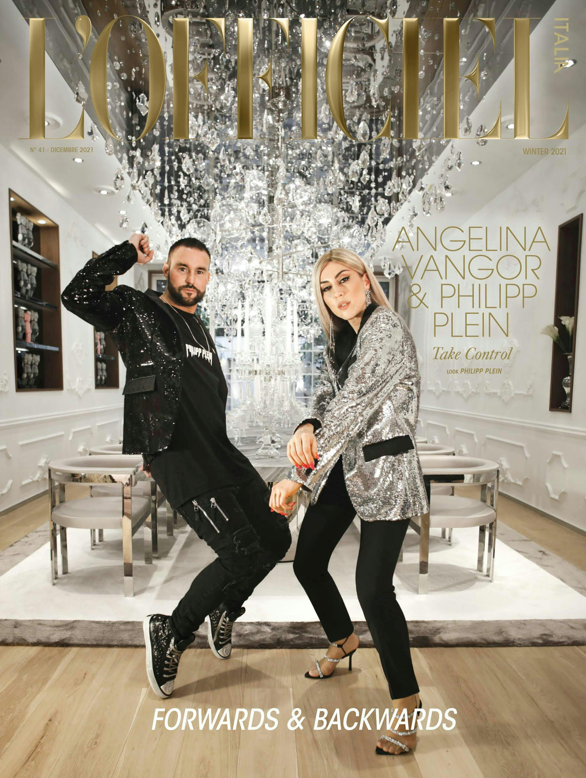 Il Designer Philipp Plein e la Perfume Blogger Angelina Vangor in total look Philipp Plein; PHOTOGRAPHY Valerio Mezzanotti & STYLING Aurora Giorgi