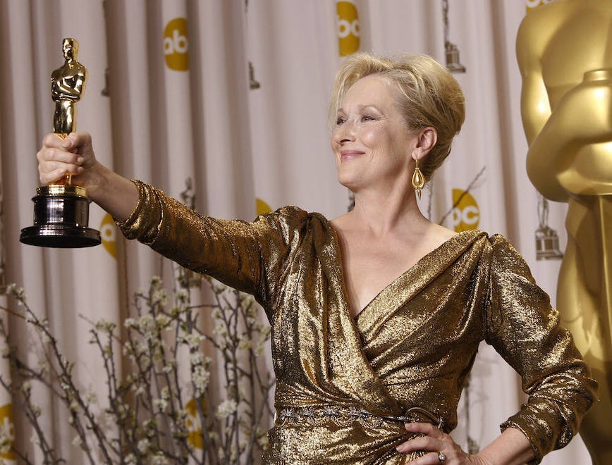 Meryl Streep con la statuetta conquistata per "The Iron Lady" nel 2012