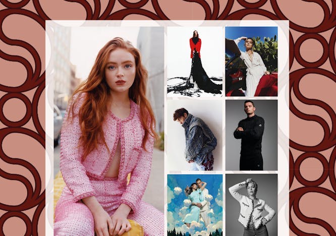 OUR STARS: Dall'alto a sinistra Sadie Sink in CHANEL.  Isabelle Huppert in Dolce & Gabbana, Georges Hobeika. Vittoria Puccini in BVlgari e polo Ralph Lauren. Federico Cesari in Gucci. Filippo Tortu in 7 MONCLER frgmt Hiroshi fujiwara.Chun Jin Weng in FENDI e Simone Bricchi in PRADA. Maggie Rogers in chanel e chanel haute Joaillerie.