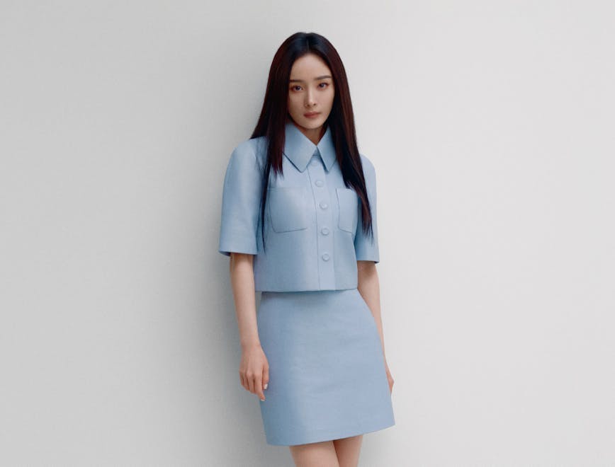 clothing skirt formal wear suit dress blouse miniskirt person