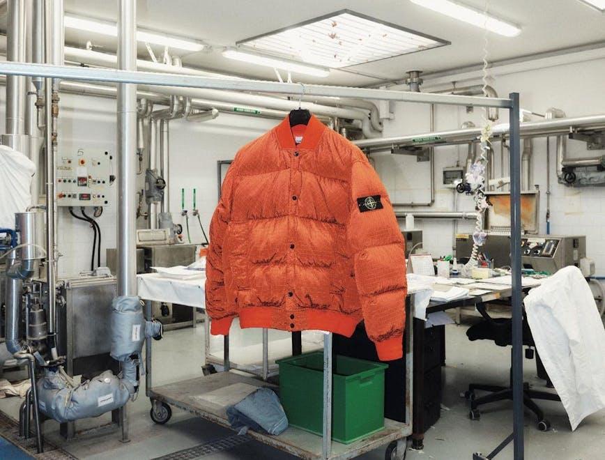 clothing vest coat architecture building factory manufacturing box