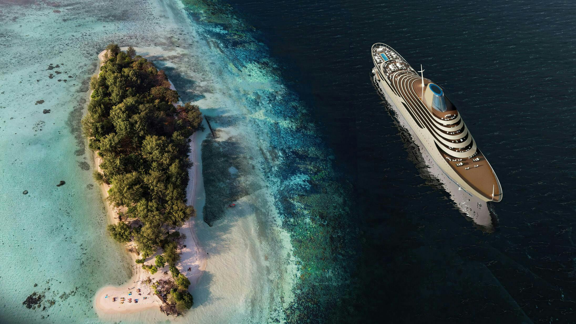 Un rendering dello yacht del Four Seasons