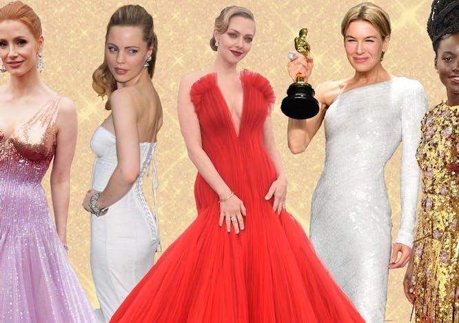 Jessica Chastain in Gucci, Melissa George in Dolce&Gabbana, Amanda Seyfried e Renée Zellweger in Armani Privé, Lupita Nyong’o in Prada