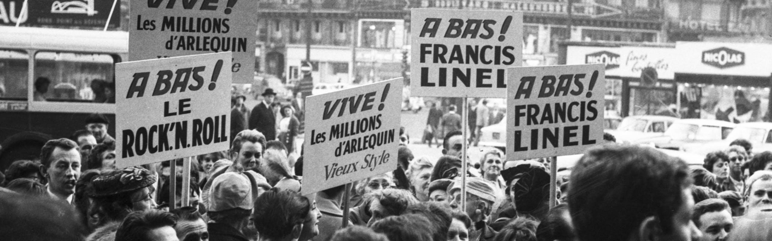 Manifestazioni in Francia contro il rock'n'roll e Francis Linel nel 1961 (Get